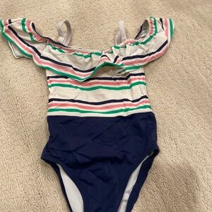 Striped Off-Shoulder Swimsuit